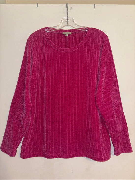 Chenault Sweaters - Chenault Plush Ribbed Crewneck Sweater - Berry Pink XL Excellent Condition